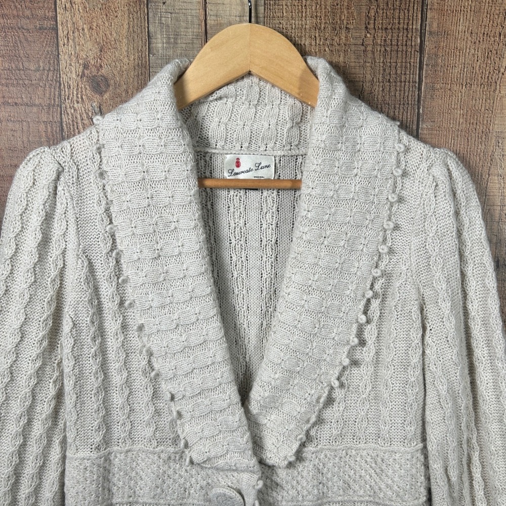 Anthropologie Laureate Lane Snowflake Cardigan Sweater Alpaca Linen M Cream